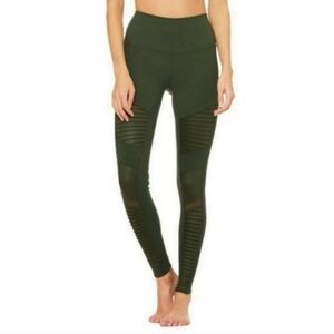 Alo Yoga Revolve Olive Green High Rise Mesh Moto Tight Leggings